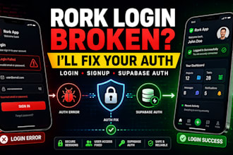 fix rork app login, signup, supabase authentication and user access