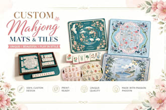design premium fully customized mahjong game mat and tiles