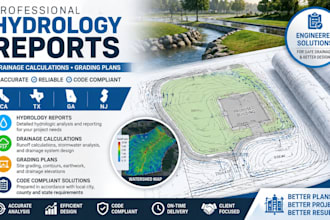 provide hydrology reports ca tx ga nj, drainage calculations, grading plans