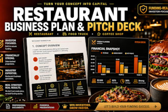 create a restaurant, food truck or cafe business plan or pitch deck