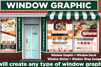 design professional storefront window decals, vinyl stickers and window graphics