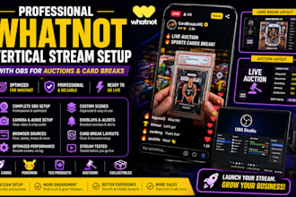 setup professional whatnot vertical stream with obs for auctions and card