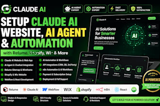 setup claude ai website, ai agent and automation with relume, shopify wix websit