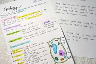 handwritten letter, notes and assignments