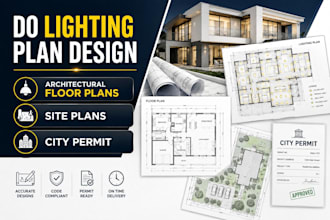do lighting plan design, architectural floor plans, site plans city permit