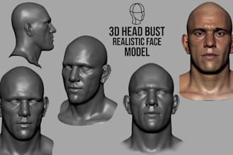 create a realistic 3d head, face sculpt and character model
