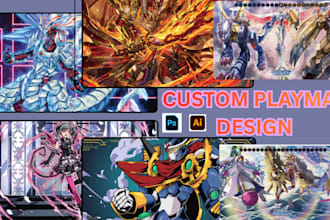 design custom tcg playmat, fantasy card game mat pokemon, digimon card game mat