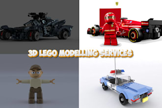 design custom 3d lego car, house, lego minifigure, toys, wit manual instructions