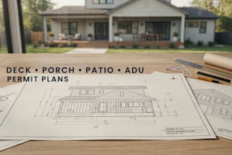 design deck, patio, porch and adu permit plans for city approval building permit