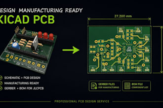 design a manufacturing ready kicad pcb for jlcpcb with gerber, and bom files