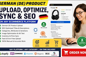 upload optimize sync german de product listings, SEO on any ecommerce platforms