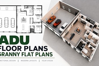 design adu floor plans granny flat plans barndominium 3d cad rendering