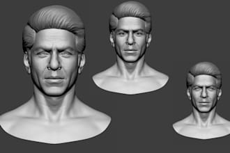 sculpt realistic 3d head bust and figurine model in zbrush for 3d printing