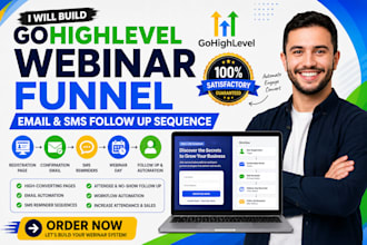 build gohighlevel webinar funnel highlevel email SMS follow up sequence ghl
