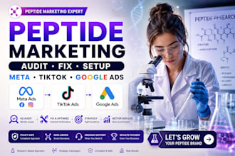 do peptide marketing, audit fix and setup peptide ads on meta tiktok and google