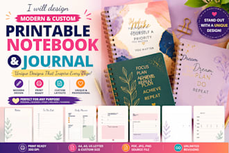 design modern custom printable, notebook and journal