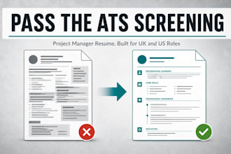 write an ats optimized project manager resume and cv for uk and us jobs