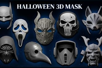 design 3d mask, 3d helmet, halloween cosplay  armor stl for 3d printing