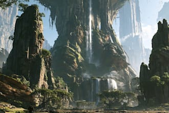 illustrate 2d environment concept art and backgrounds
