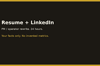 resume and linkedin rewrite for pms and operators in 24 hours