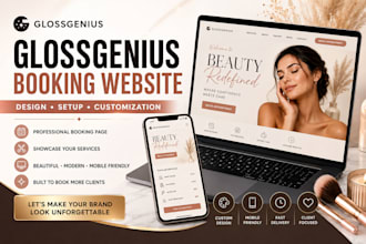 design glossgenius website online booking beauty salon spa skincare business