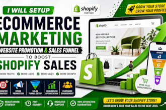 setup ecommerce marketing website promotion sales funnel to boost shopify sales