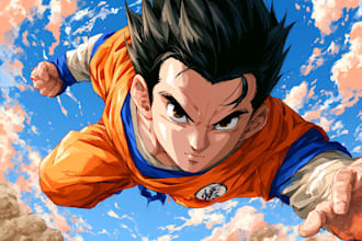 draw you in dragon ball manga anime style portrait, original character, fan art