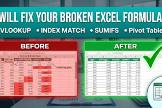 fix complex excel formulas, vlookup, and index match