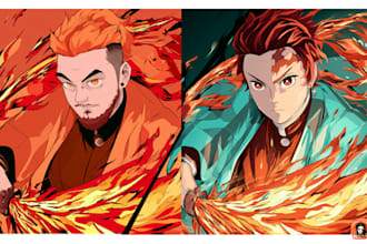 draw your portrait in demon slayer anime style
