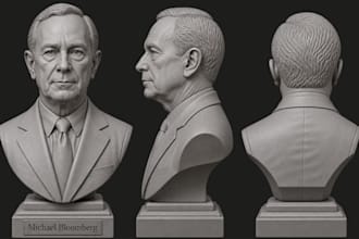 sculpt realistic 3d head bust 3d face photo to 3d head stl file for printing
