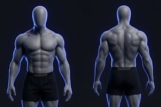 create realistic 3d human anatomy model muscle morph target rig gym animation