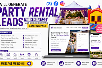 generate party rental leads with meta ads and a high converting landing page
