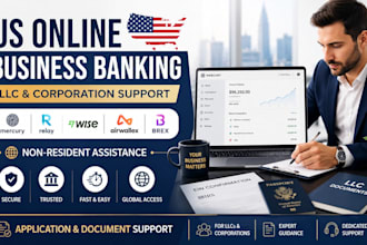 assist us online bank account setup, for llc and corporations
