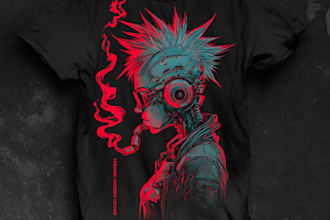 draw amazing stoner rock, psychedelic design for tshirt