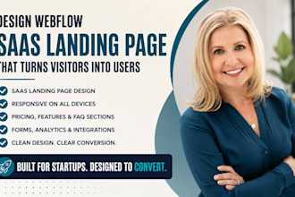 design webflow saas landing page for startup, software and lead generation
