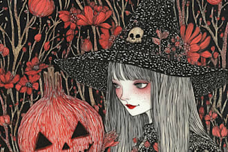 draw mesmeric custom halloween illustration for you