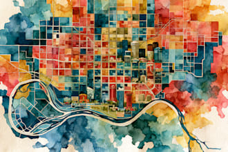 create custom hand drawn map in watercolor style