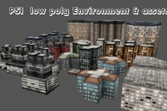 create ps1 psx n64 low poly 3d game assets and horror environment