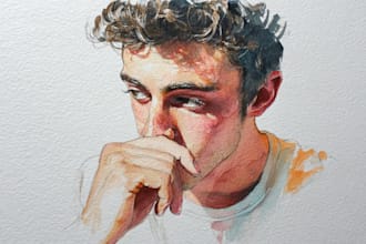 draw watercolor character design and portraits