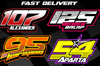 design modern racing team logo, racing number, car wash for your
