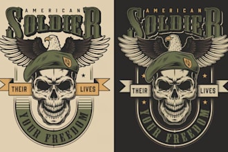 do skull army tactical veteran military logo design