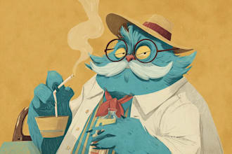 draw retro vintage cartoon character illustration