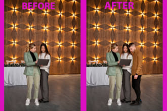 add person to photo and do professional photoshop retouching