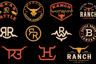 do vintage professional western, cattle brand, ranch style, cow logo for your