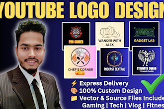 design modern gaming, tech, and vlog youtube logo