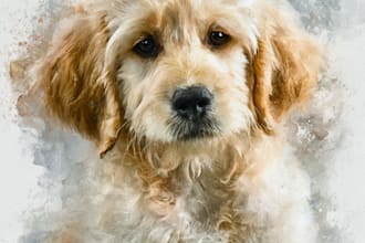 paint a vibrant watercolor dog portrait art