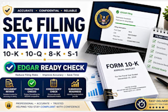 prepare sec filling and ensure sec submission readiness for 10k 10q 8k s1 filing