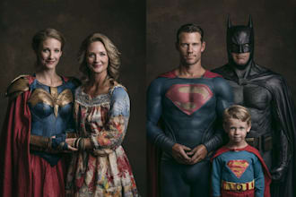 design a family superhero portraits for you