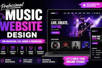 design a professional music artist website for musician, dj, band