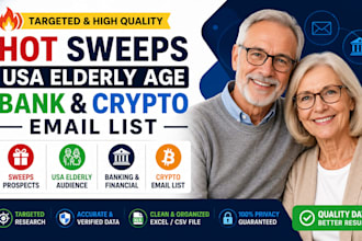 hot sweeps leads, USA elderly age leads, bank leads, crypto email list